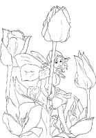 A coloring page of elves